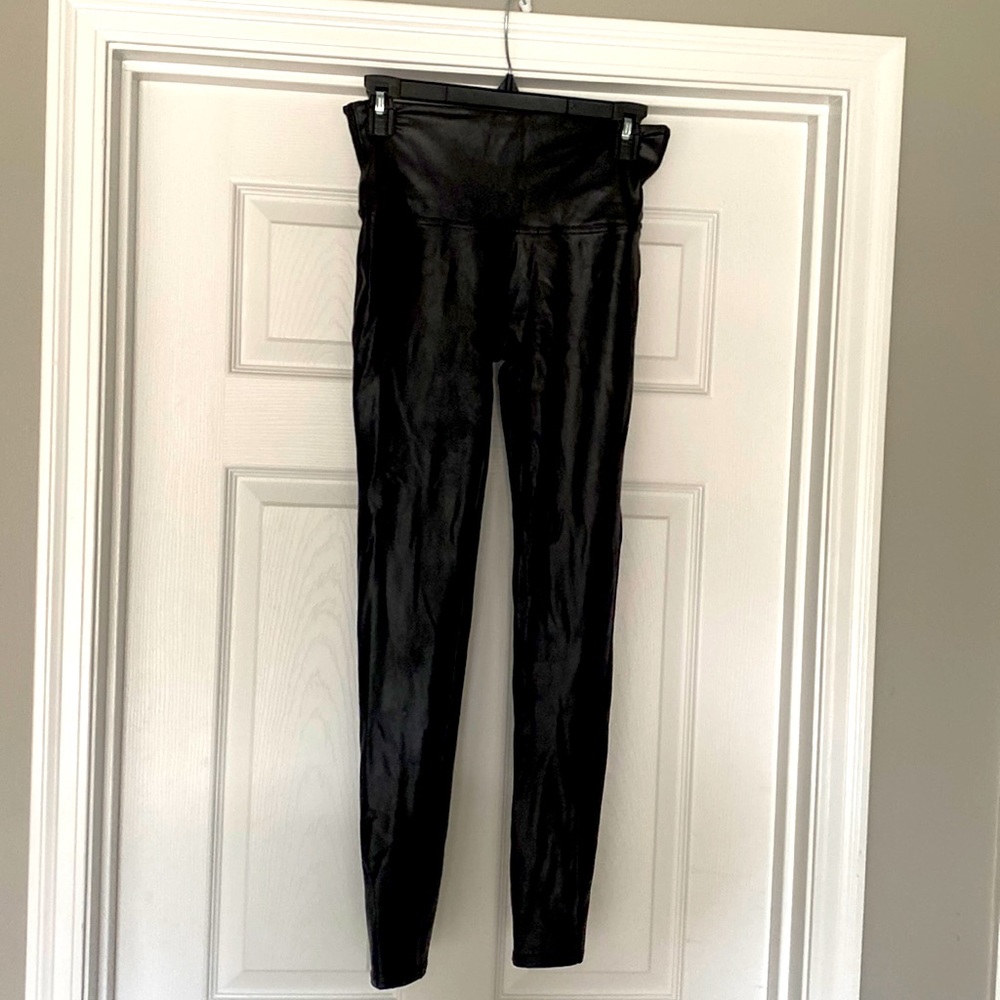 Black faux leather spanx size medium leggings